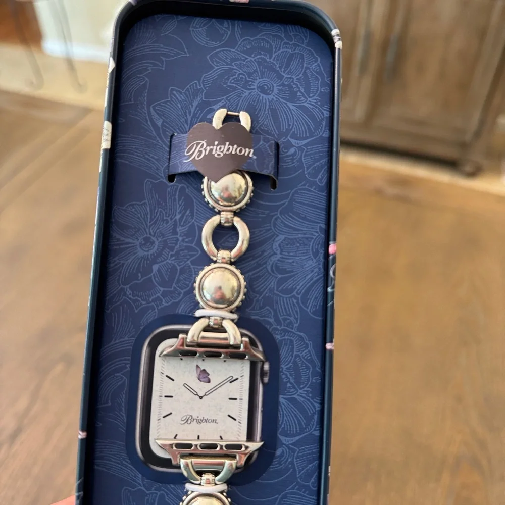 Brighton Silver Link Watch Bracelet with Black Apple Watch Face - Picture 4 of 4